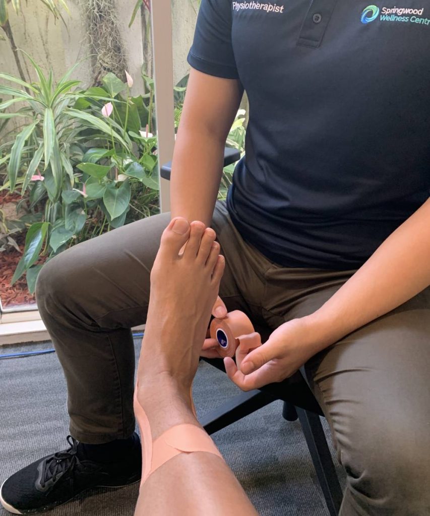 Adding stirrips for ankle taping